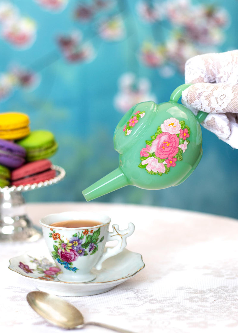 Canna Style JADE FLORAL TEAPOT PIPE
