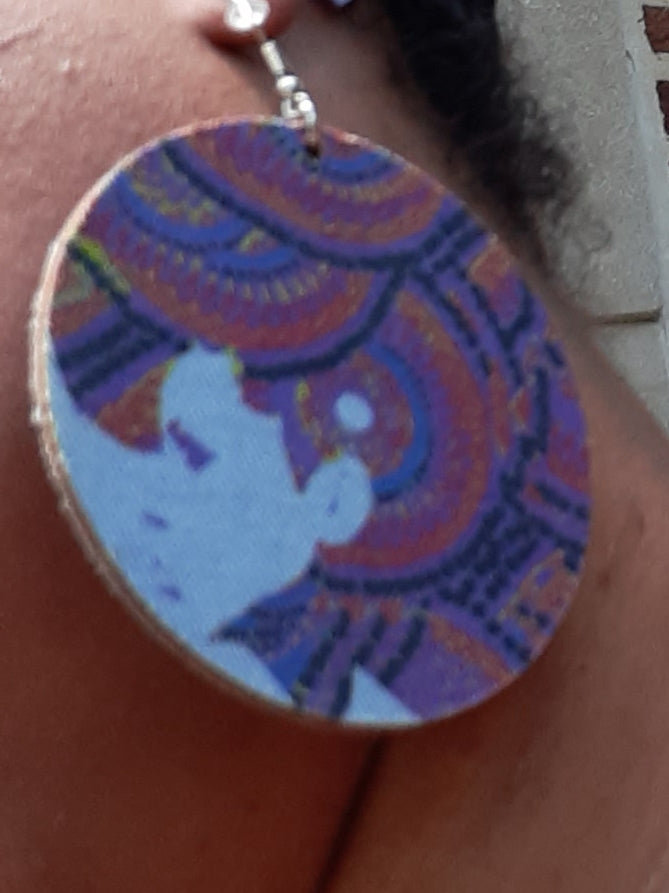 Large Afrocentric Denim Earrings
