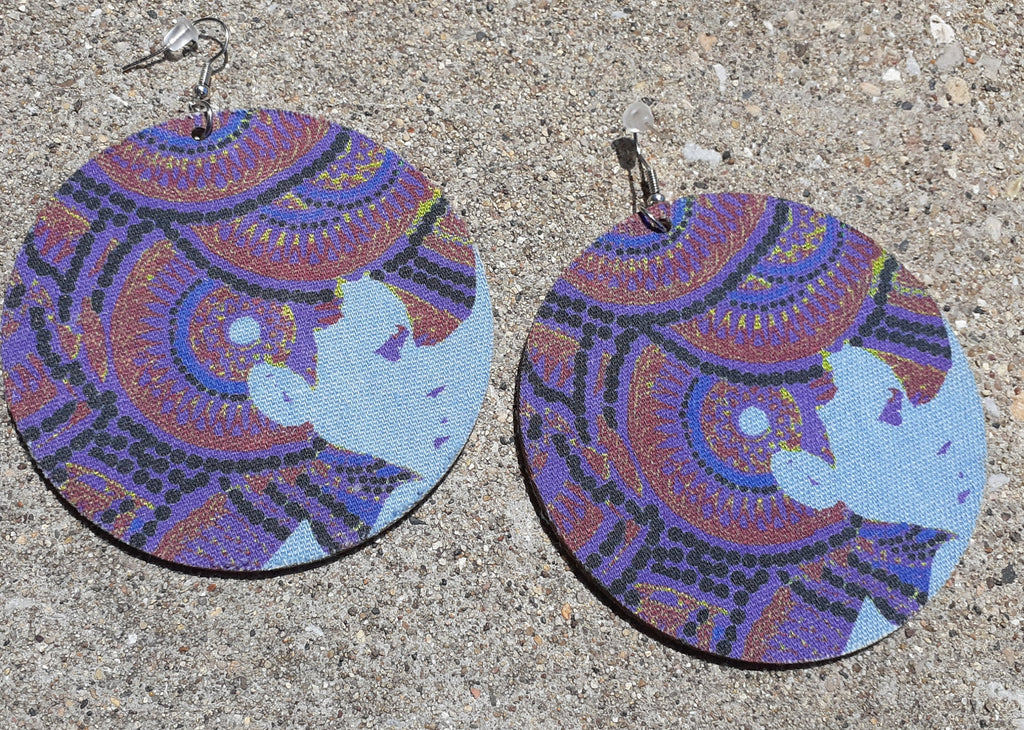 Large Afrocentric Denim Earrings