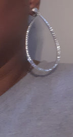 Large Silver Metal Clip On Hoop Earrings