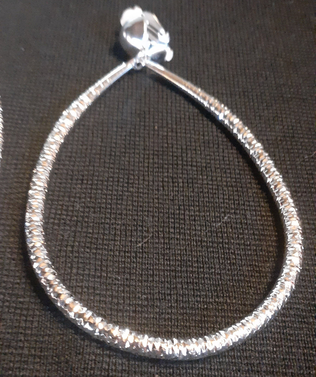 Large Silver Metal Clip On Hoop Earrings