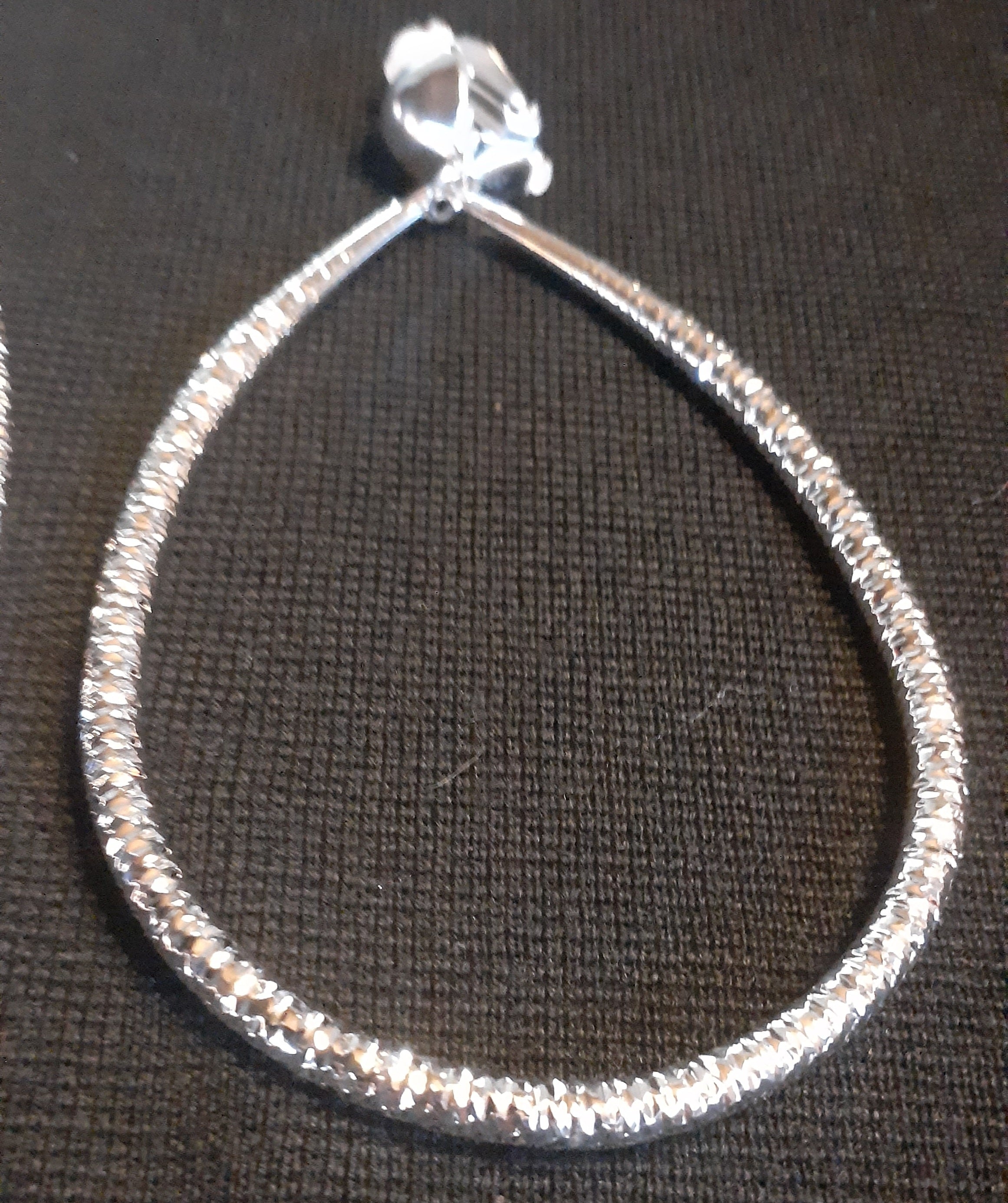Large Silver Metal Clip On Hoop Earrings