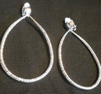 Large Silver Metal Clip On Hoop Earrings
