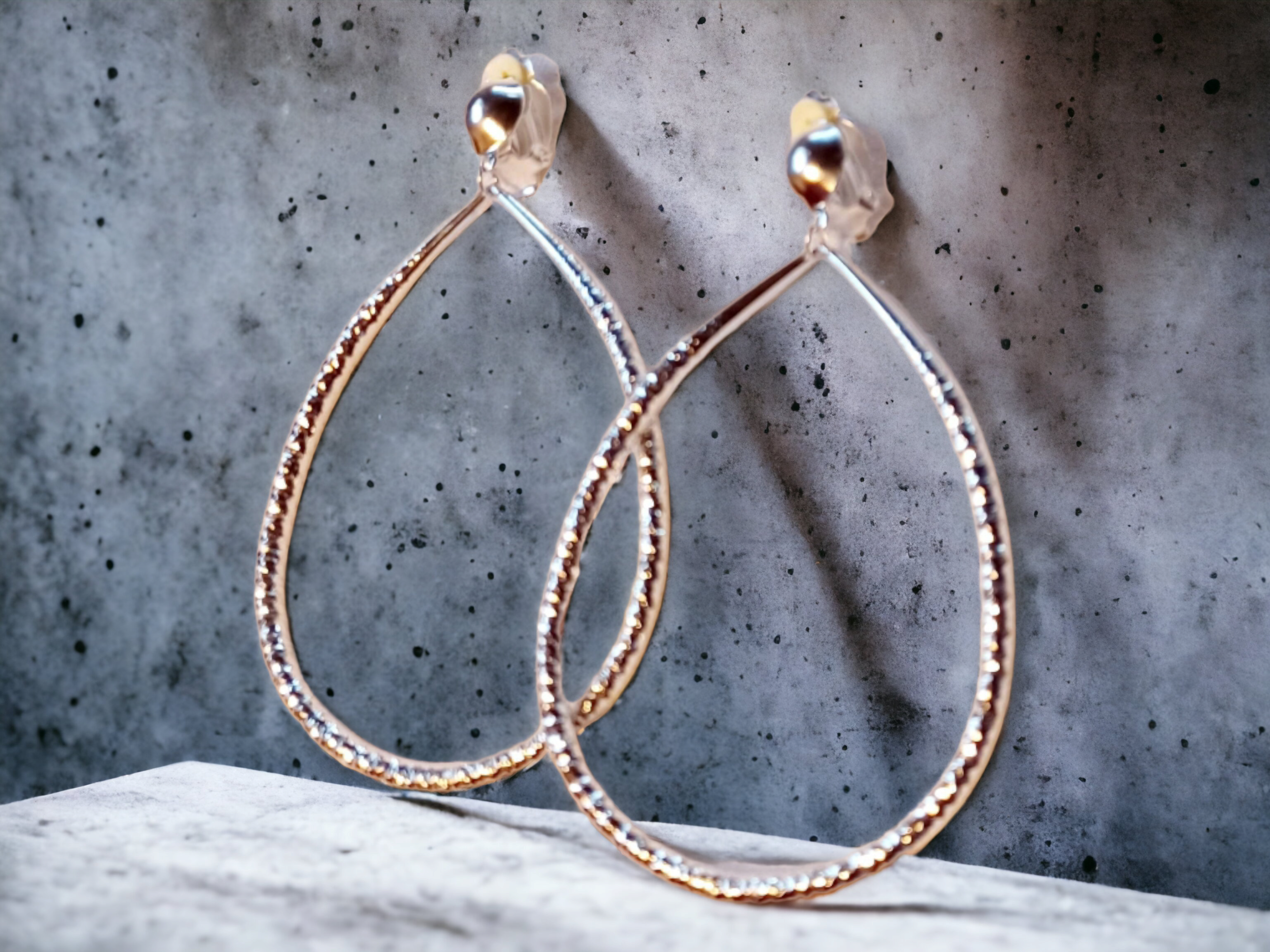 Large Silver Metal Clip On Hoop Earrings