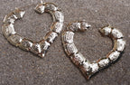 Large and Chunky Vintage Heart Bamboo  Earrings