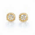 Luminous Crown Stud Earrings – Clear Stone with Sparkling Frame