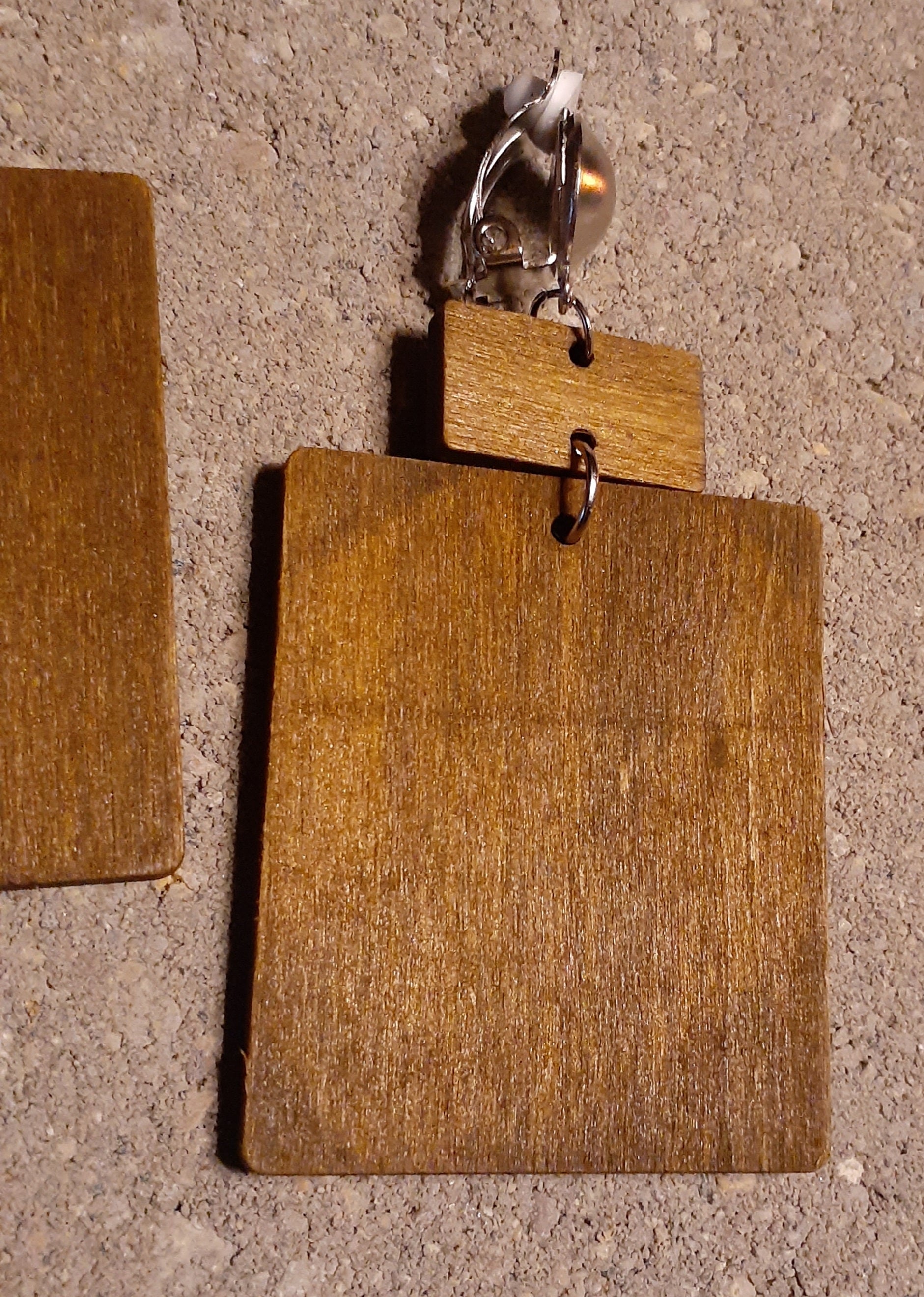 Natural Wood Clip On Earrings