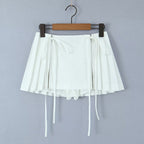 Zipper-Detail Pleated Mini Skirt