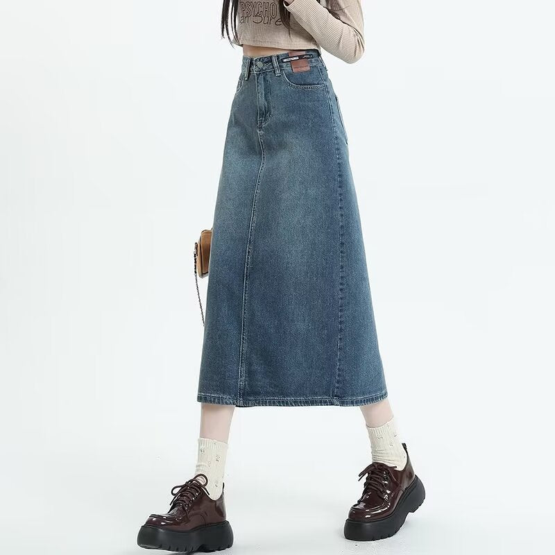 Split Denim Skirt