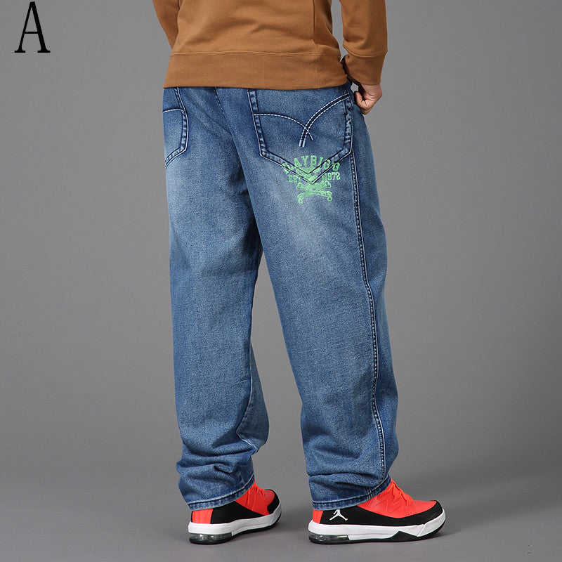 Printed Denim Pants
