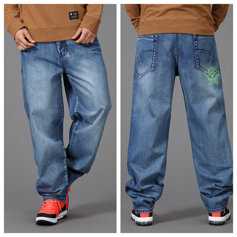 Printed Denim Pants