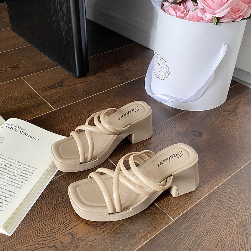 Sculptural Tube-Strap Mule