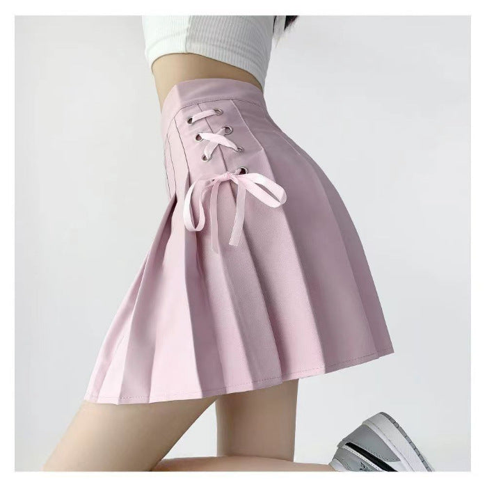 Corset-Lace Pleated Mini