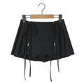 Zipper-Detail Pleated Mini Skirt