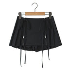 Zipper-Detail Pleated Mini Skirt