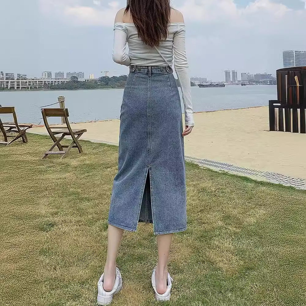 Split Denim Skirt
