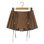 Zipper-Detail Pleated Mini Skirt