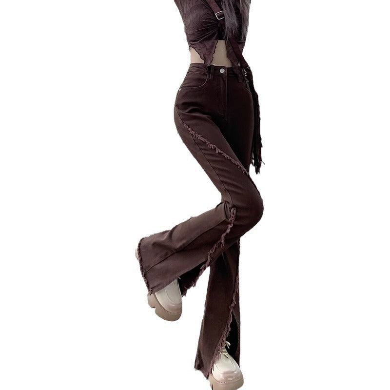Split Hem Bell Bottom Denim Pants