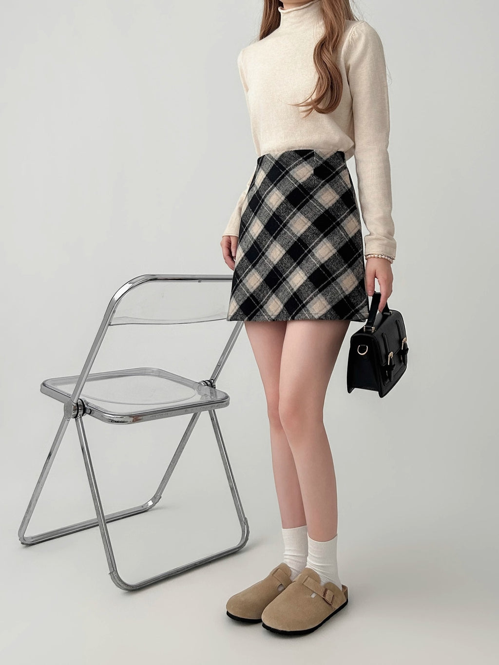 Woolen Plaid Skirt