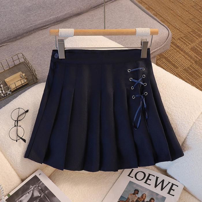 Corset-Lace Pleated Mini
