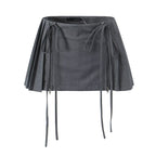 Zipper-Detail Pleated Mini Skirt