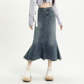 High-Waisted Mermaid Denim Maxi Skirt