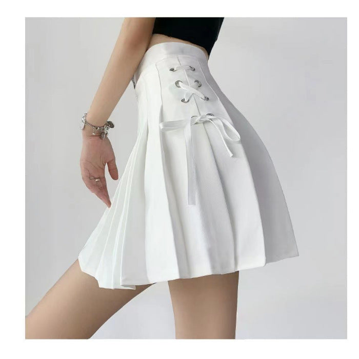 Corset-Lace Pleated Mini