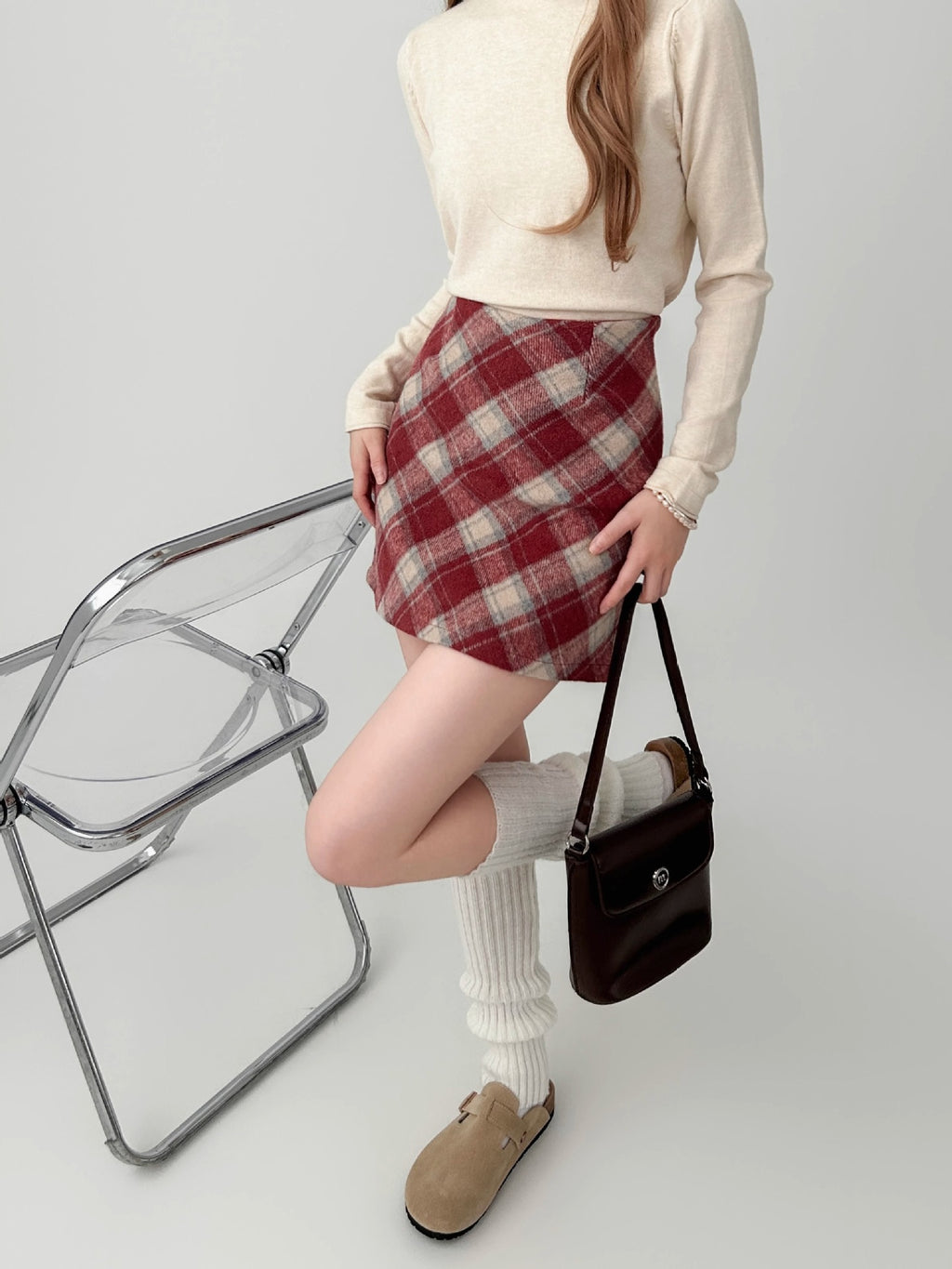 Woolen Plaid Skirt