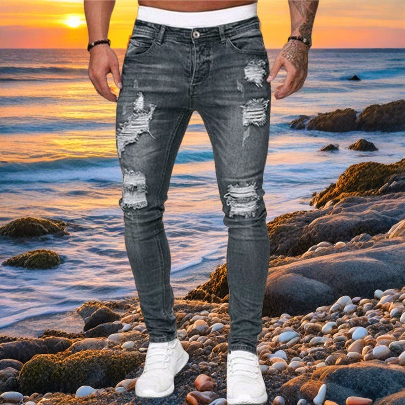 Slim-Fit Jeans with Holes