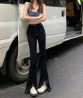Split Hem Bell Bottom Denim Pants