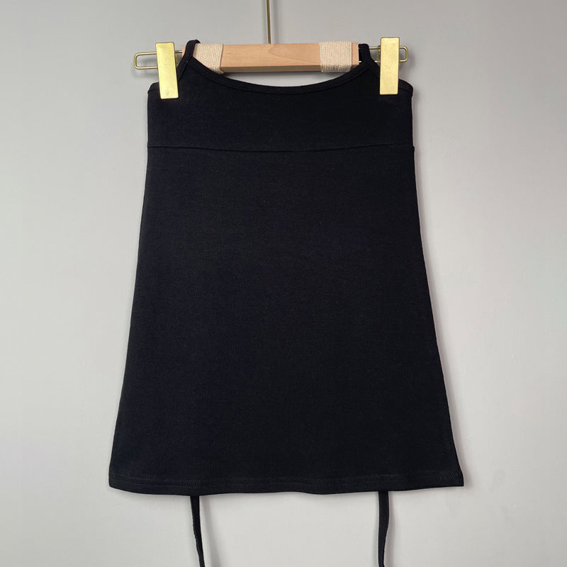 High-Waisted Suspender Mini Skirt