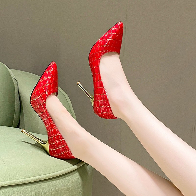 Patent Leather Snake Pattern Heels