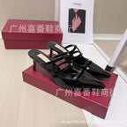 Leather Pointed Metal Rivet Shallow Heels