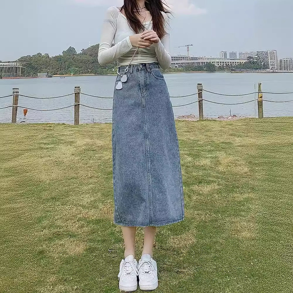 Split Denim Skirt