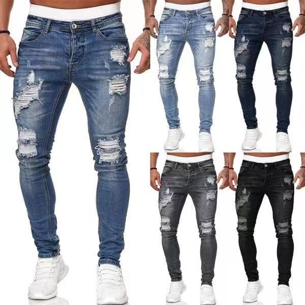 Slim-Fit Jeans with Holes