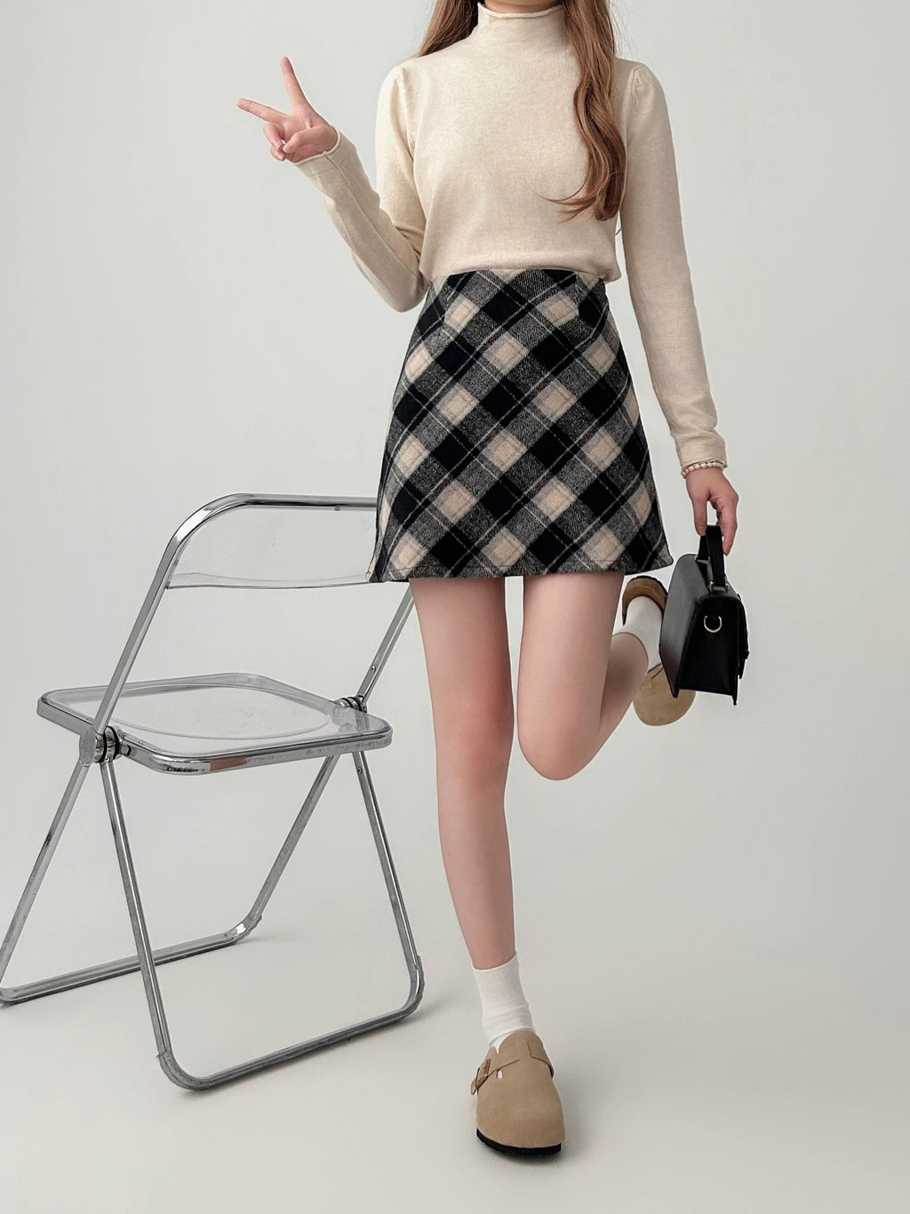 Woolen Plaid Skirt