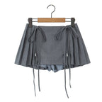 Zipper-Detail Pleated Mini Skirt