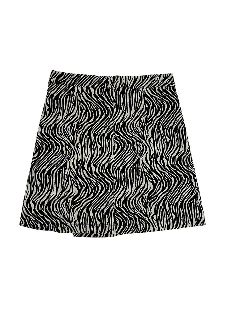 Zebra Pattern A-Line Skirt