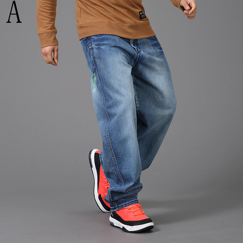 Printed Denim Pants