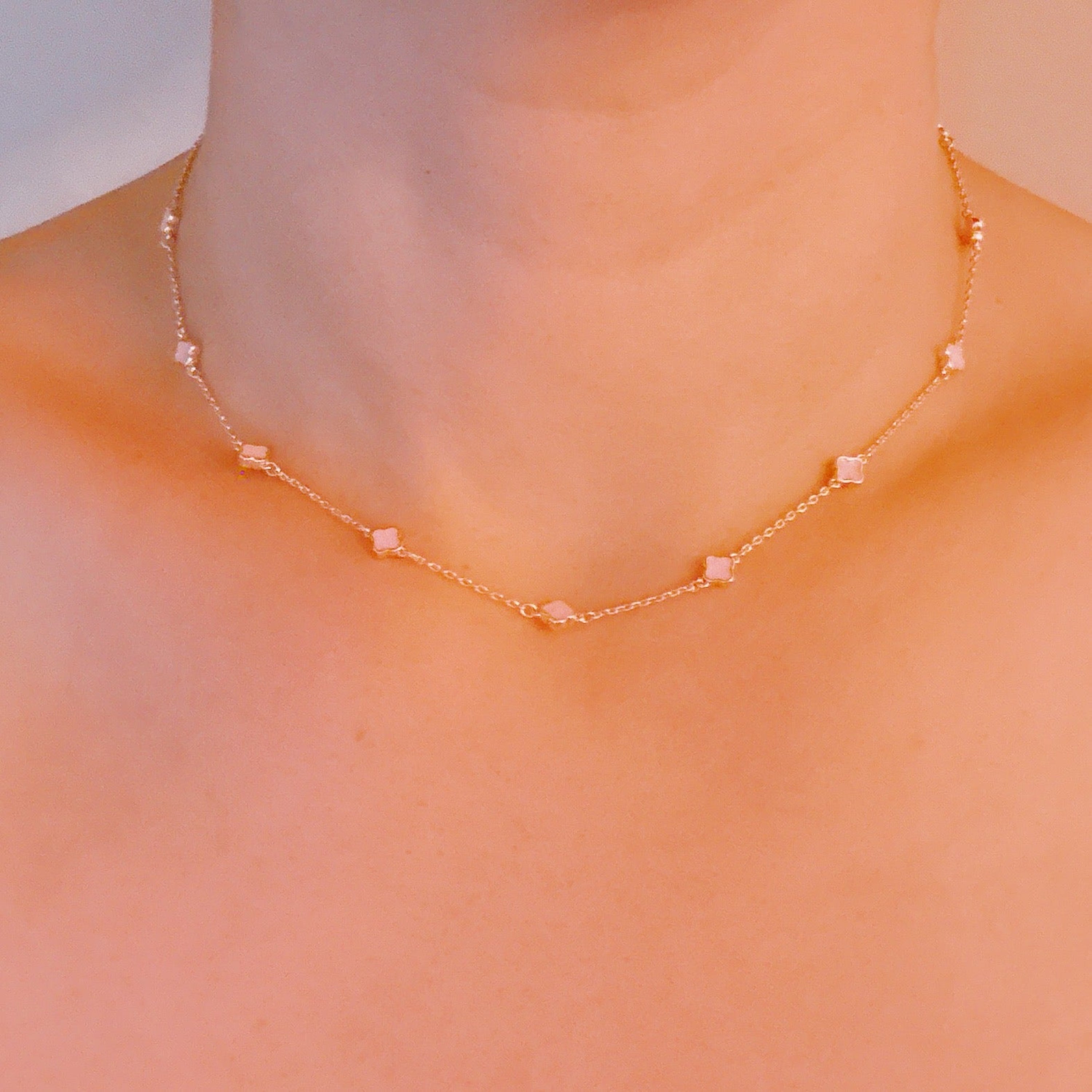 Petite Colored Clover Necklace