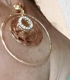 Rhinestone Clip On Hoop Earrings gold