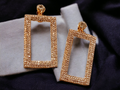 Rhinestone rectangle clip on earrings