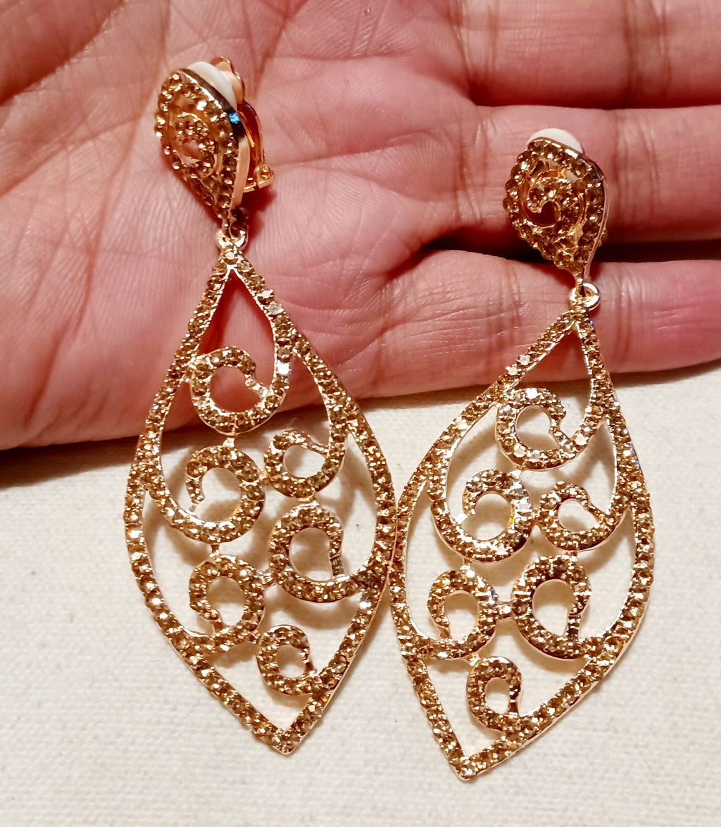 Runway Rhinestone clip on earrings