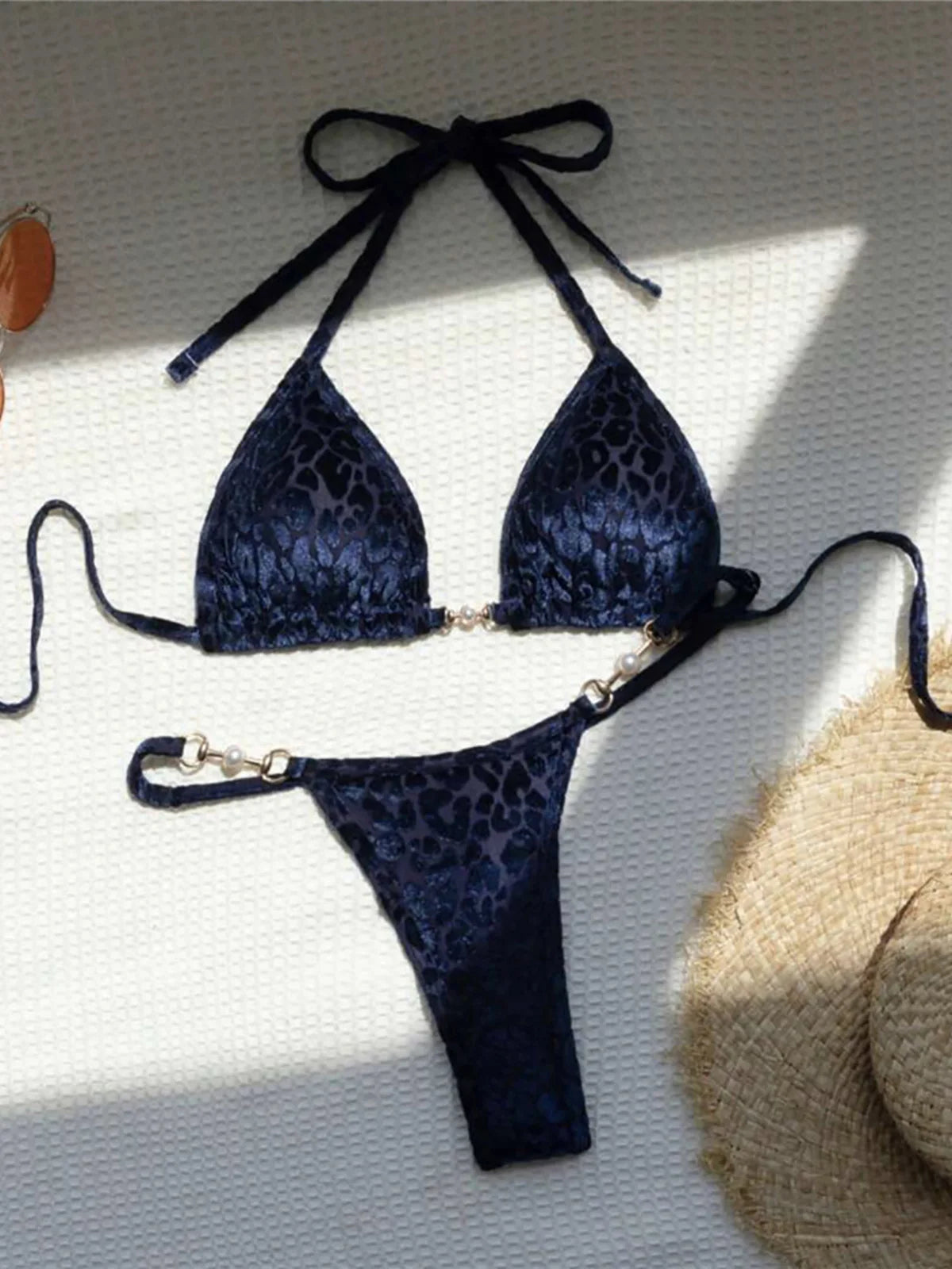 Leopard Halter Mini Thong Bikini