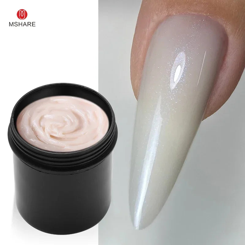 MSHARE 150ml Ice Blue Jelly Gel Builder Nail Extension Gel Tpo Hema Free Gel Nail Construction Cream Medium Shimmer UV Led Gel