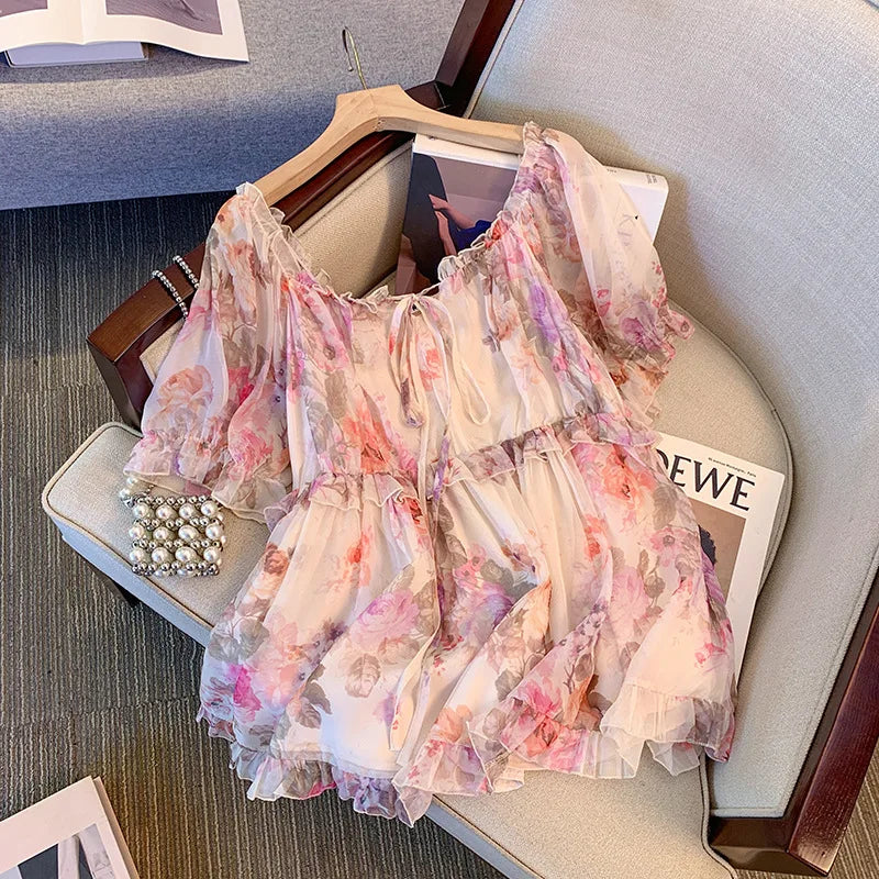Chiffon Shirt Thin Floral Top