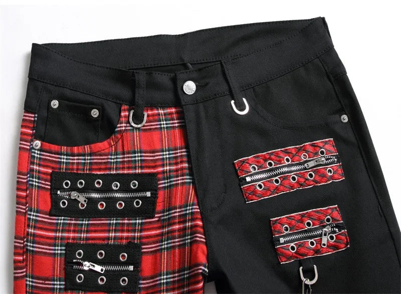 Dual-Tone Tartan Streetwear Pants