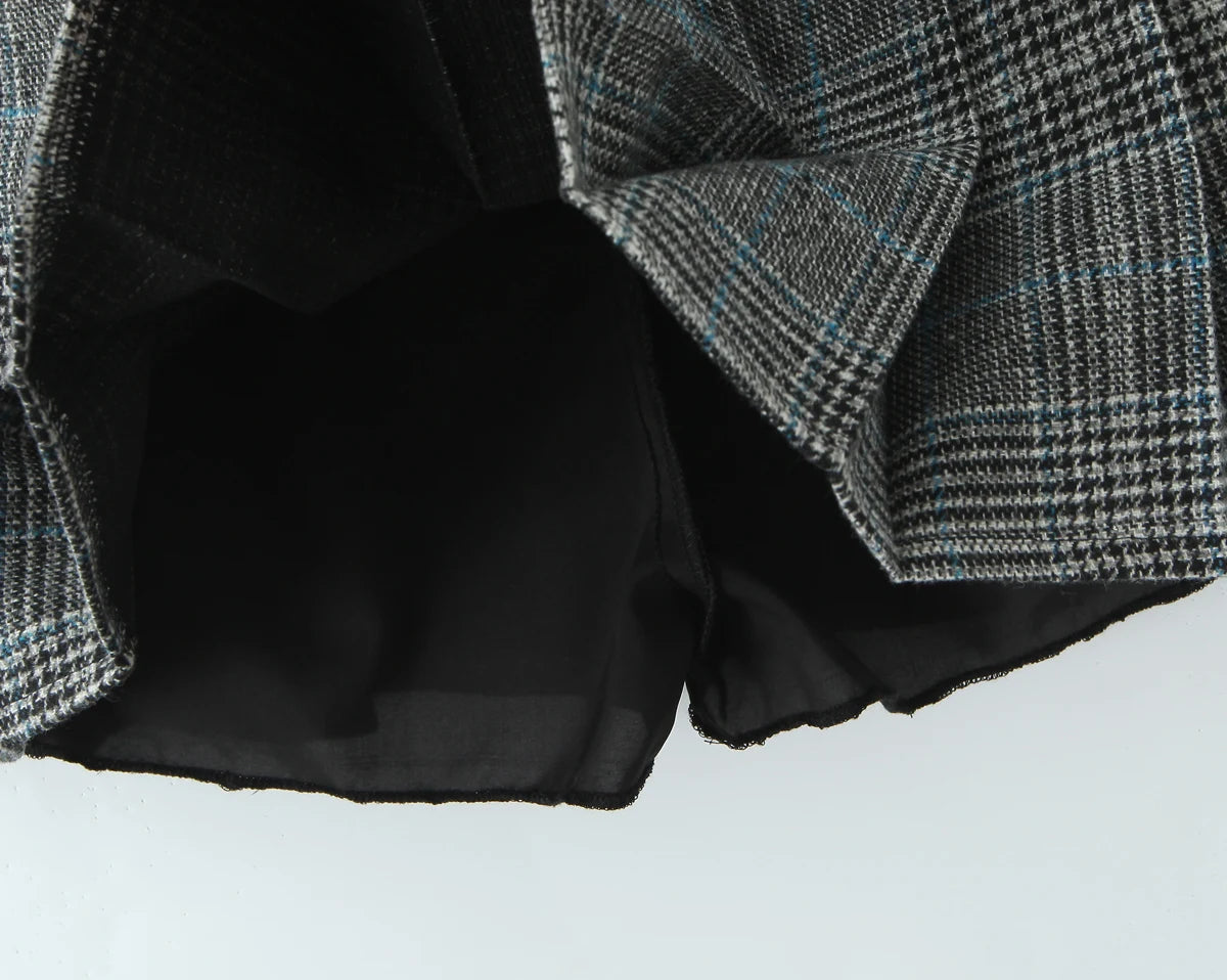 Plaid Tweed Mini Pleated Skirt