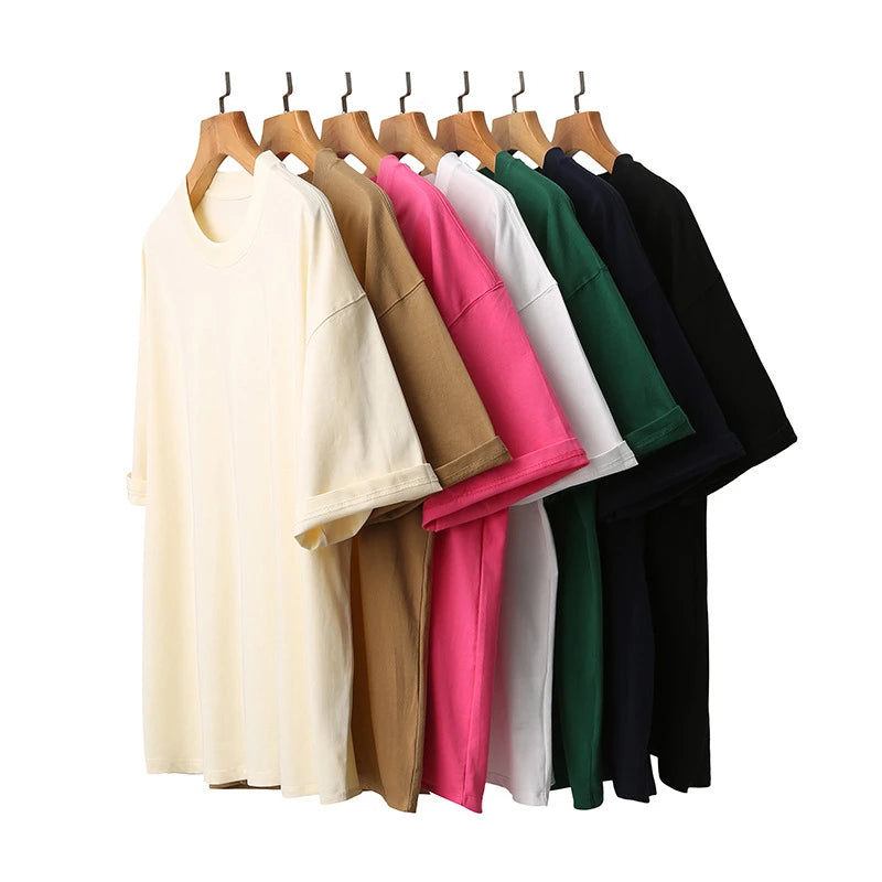 Solid Color Crewneck Short-sleeve Shirt