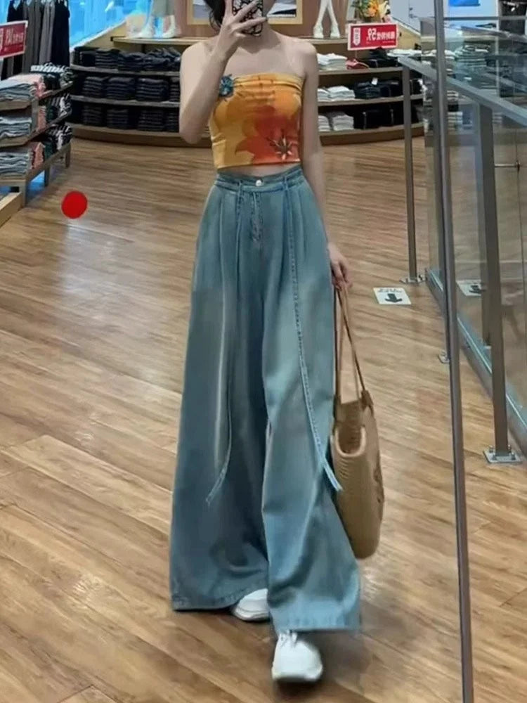 High Waist Straight Leg  Denim Jeans
